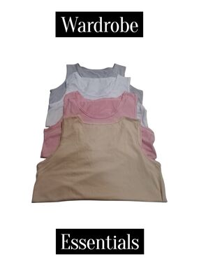 Women’s Tank Top Set — Beige, Pink, White, Gray 4 Pack/LG